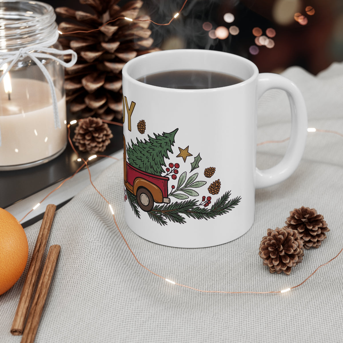 Christmas Truck Hauling Joy - Mug 11oz