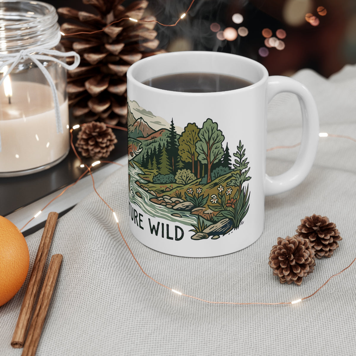 Original hand-drawn designs inspired by nature and the outdoors, from Evergreen Tees. The Keep Nature Wild Trout River design, made to order by Evergreen Tees.