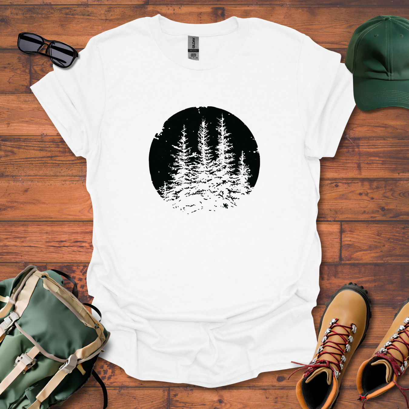 Trees Sky Round Tee - Unisex Softstyle T-Shirt