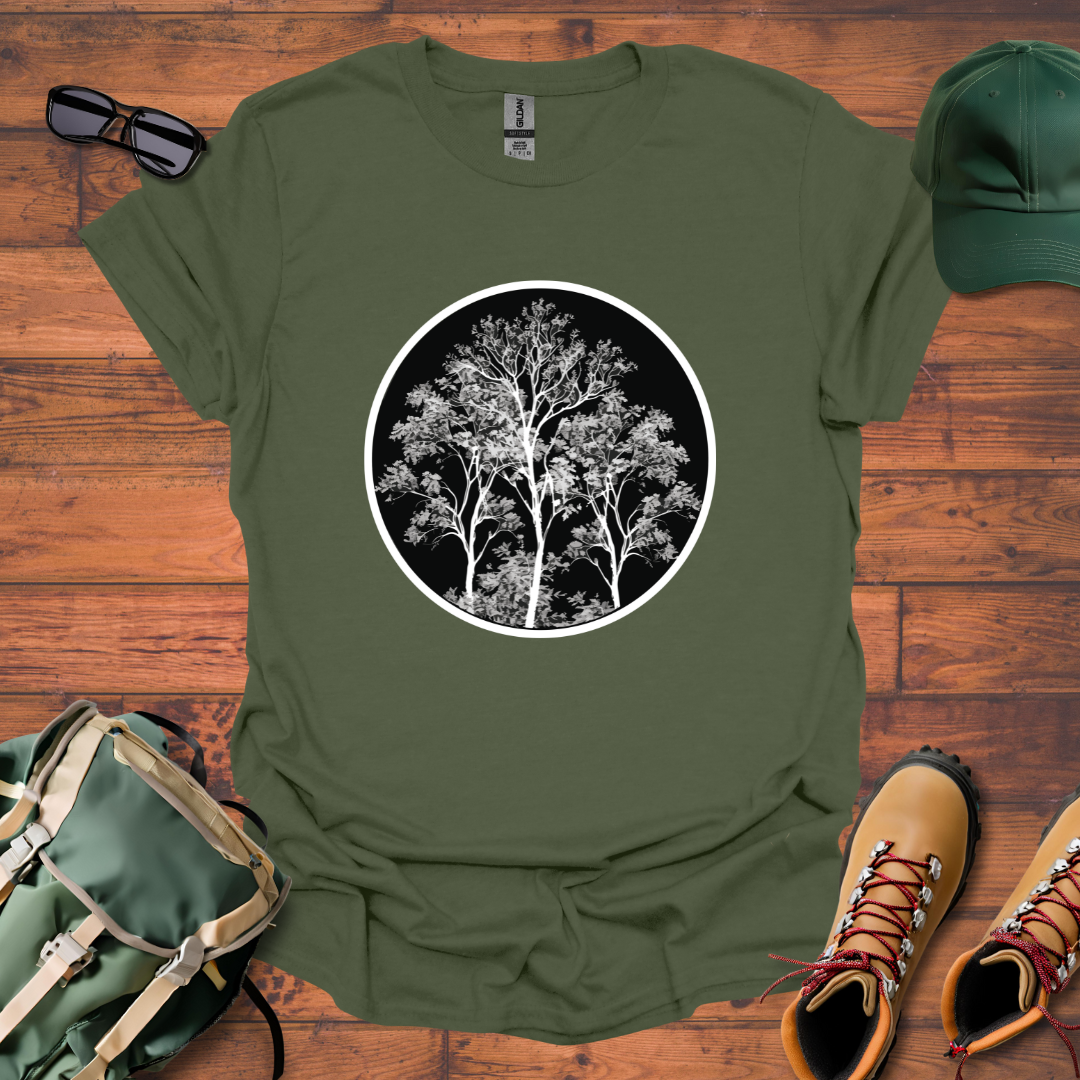 Trees Swirl Round Tee - Unisex Softstyle T-Shirt