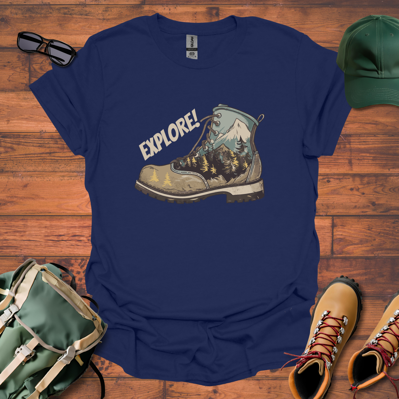 Boot Explore Brown Tee - Unisex Softstyle T-Shirt