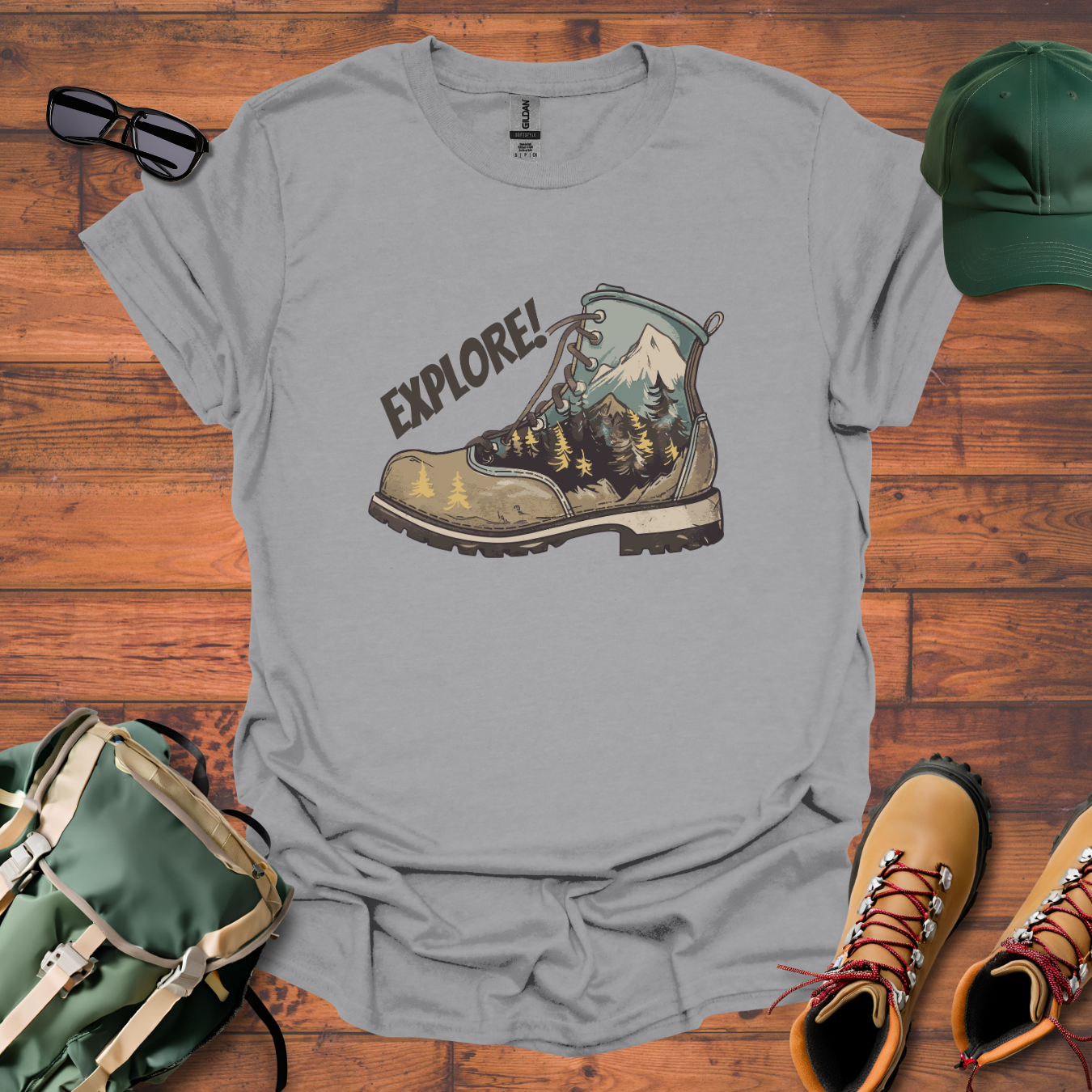 Boot Explore Brown Tee - Unisex Softstyle T-Shirt