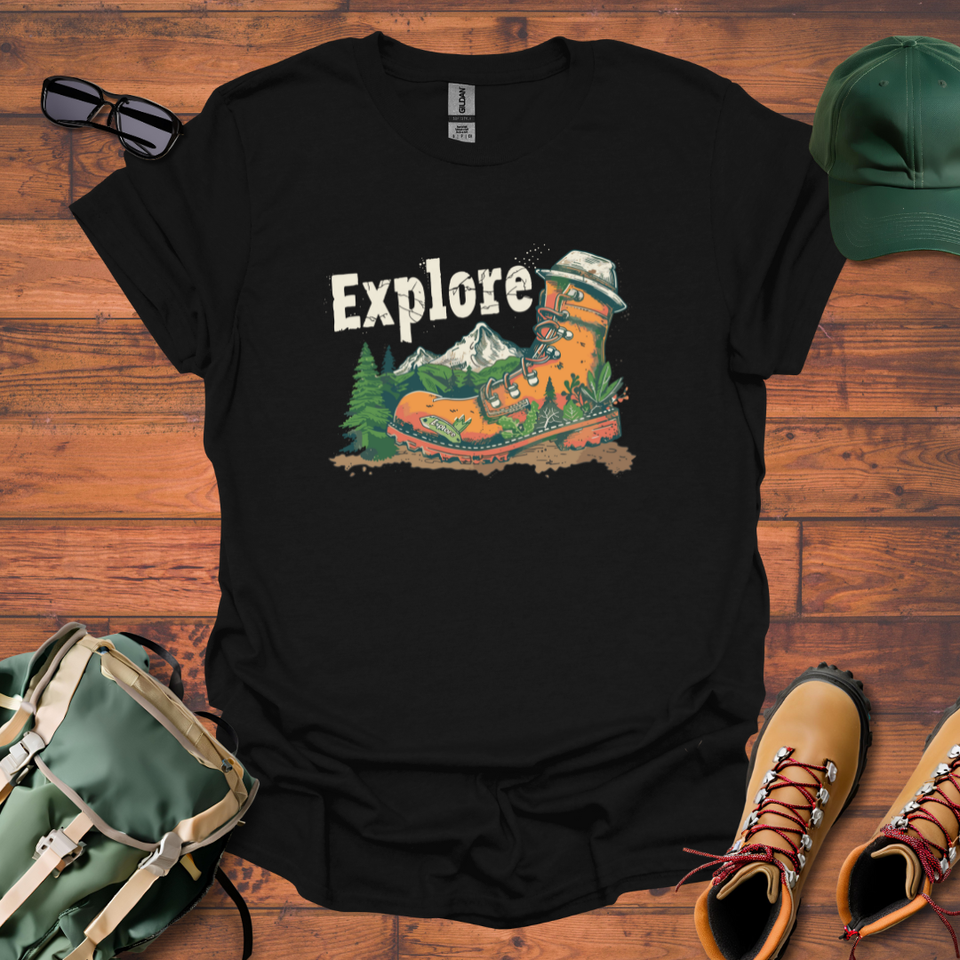 Boot Explore Mountains Tee - Unisex Softstyle T-Shirt
