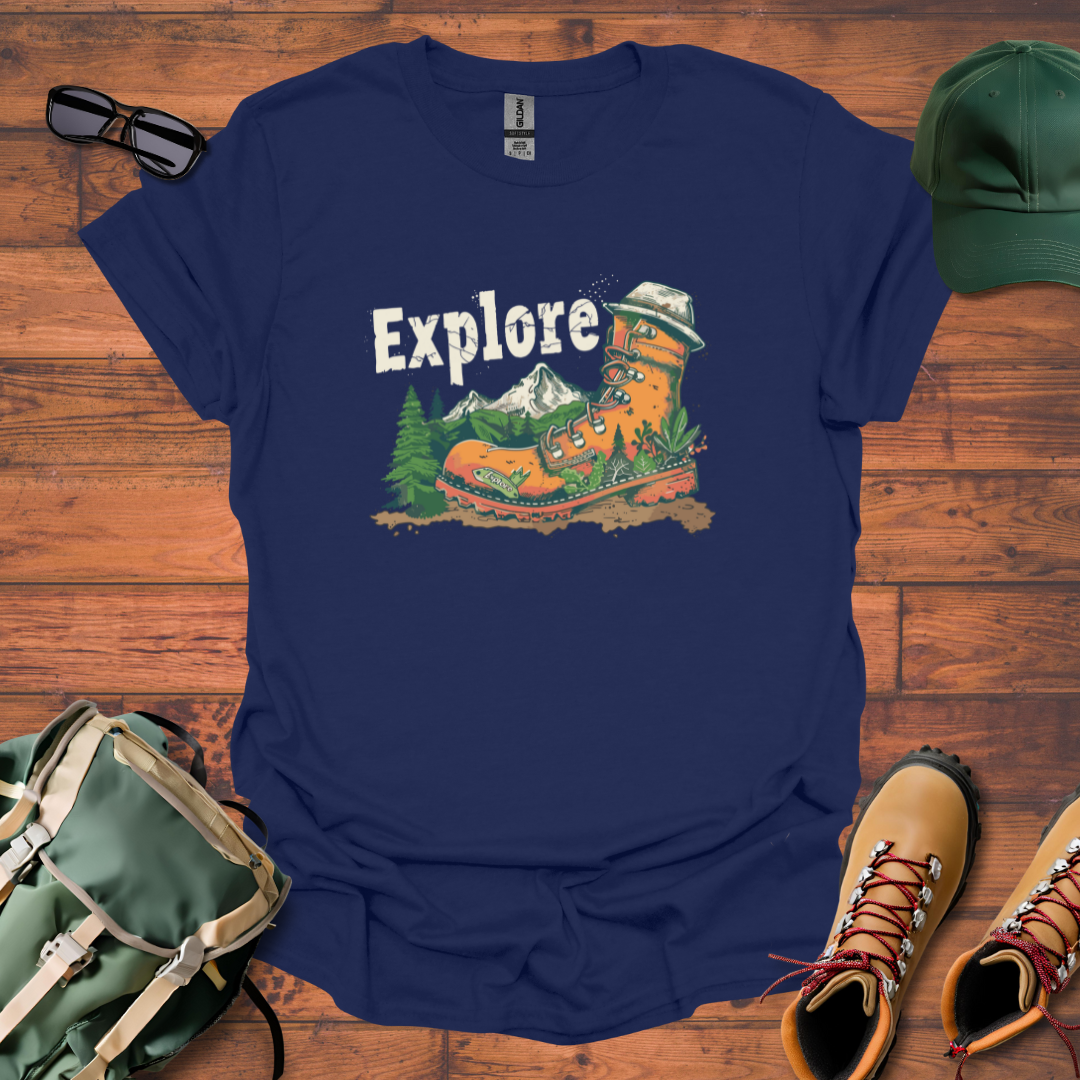 Boot Explore Mountains Tee - Unisex Softstyle T-Shirt