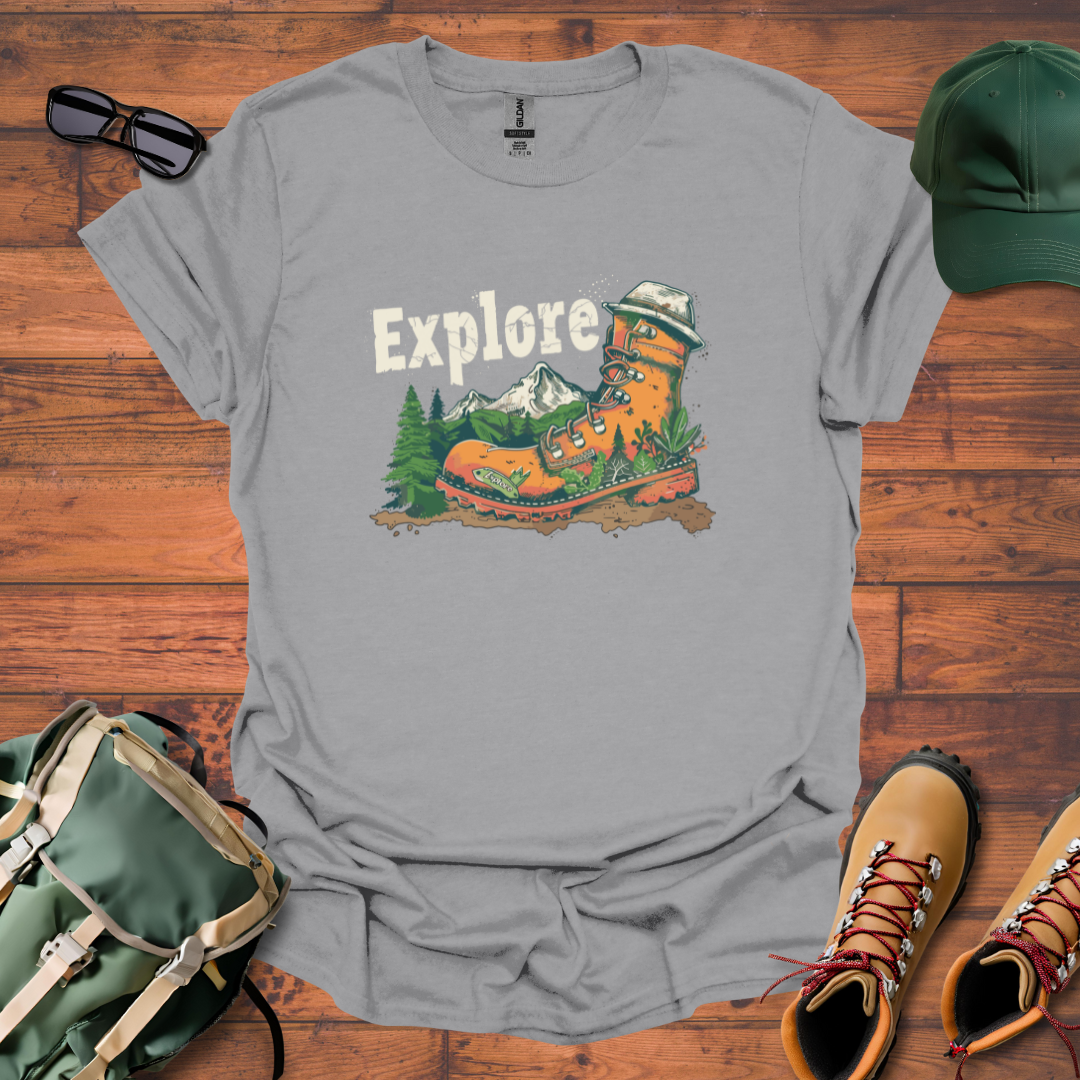 Boot Explore Mountains Tee - Unisex Softstyle T-Shirt