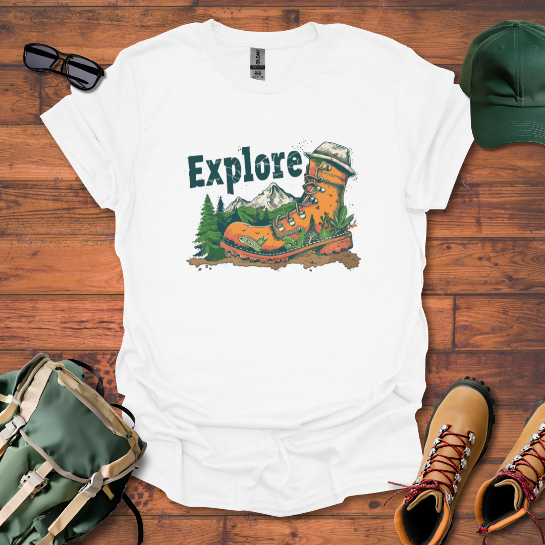 Boot Explore Mountains Tee - Unisex Softstyle T-Shirt