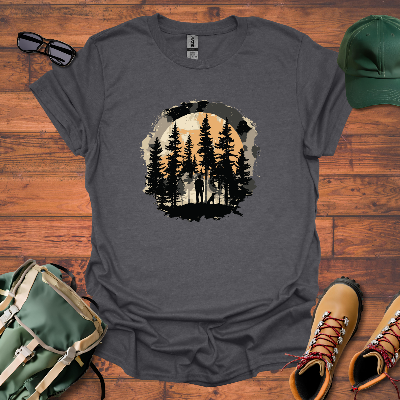 Man Dog Trees Tee - Unisex Softstyle T-Shirt