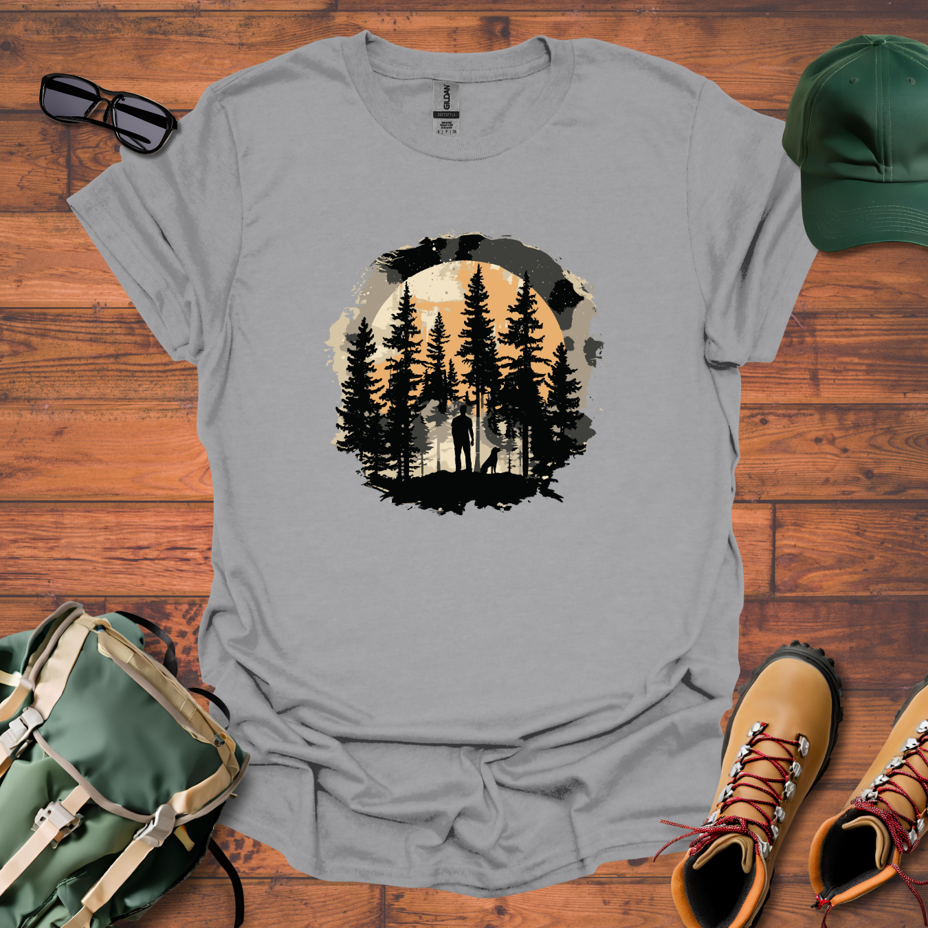 Man Dog Trees Tee - Unisex Softstyle T-Shirt