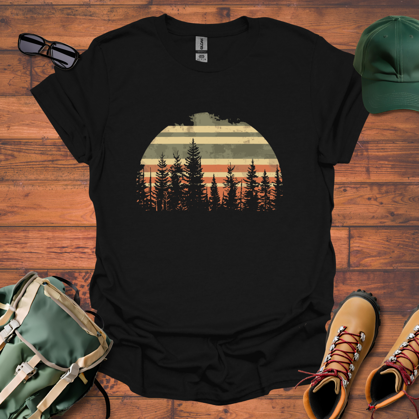 Sun Trees Stripes Tee - Unisex Softstyle T-Shirt