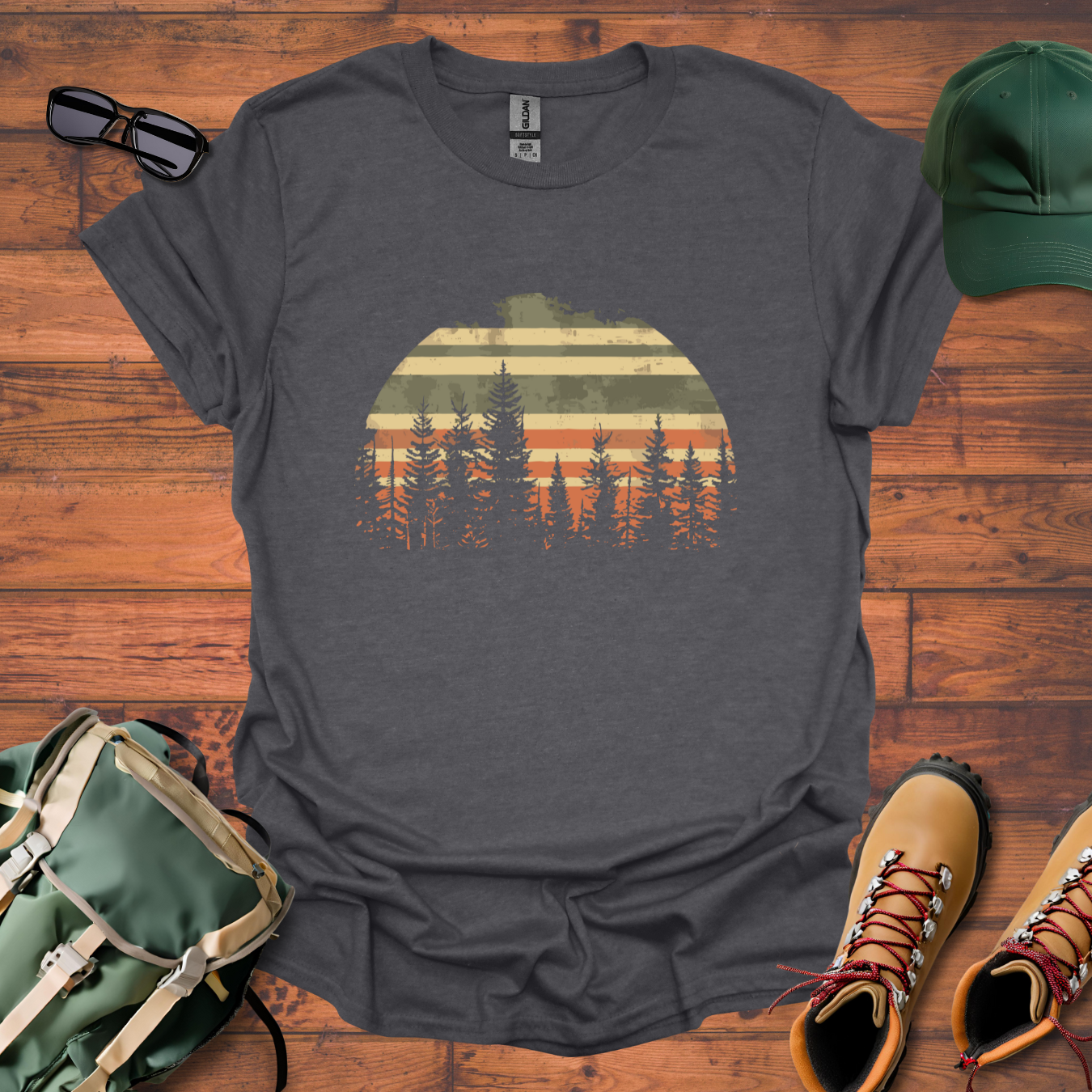 Sun Trees Stripes Tee - Unisex Softstyle T-Shirt