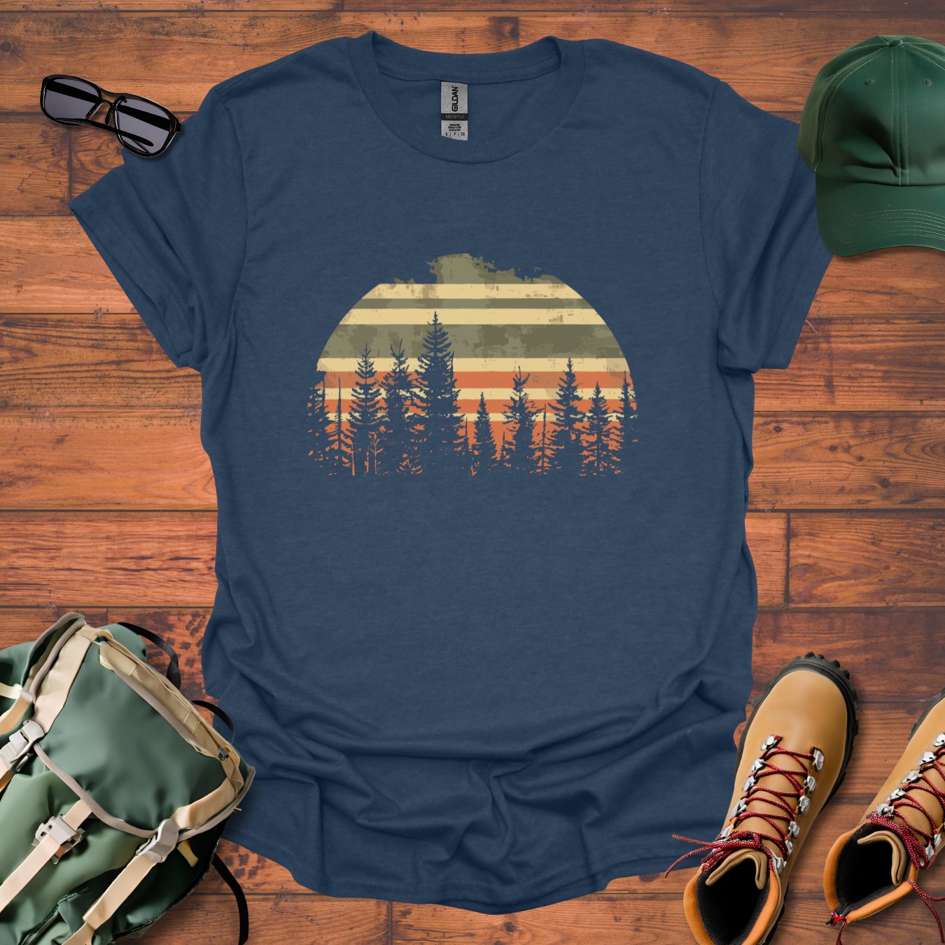 Sun Trees Stripes Tee - Unisex Softstyle T-Shirt