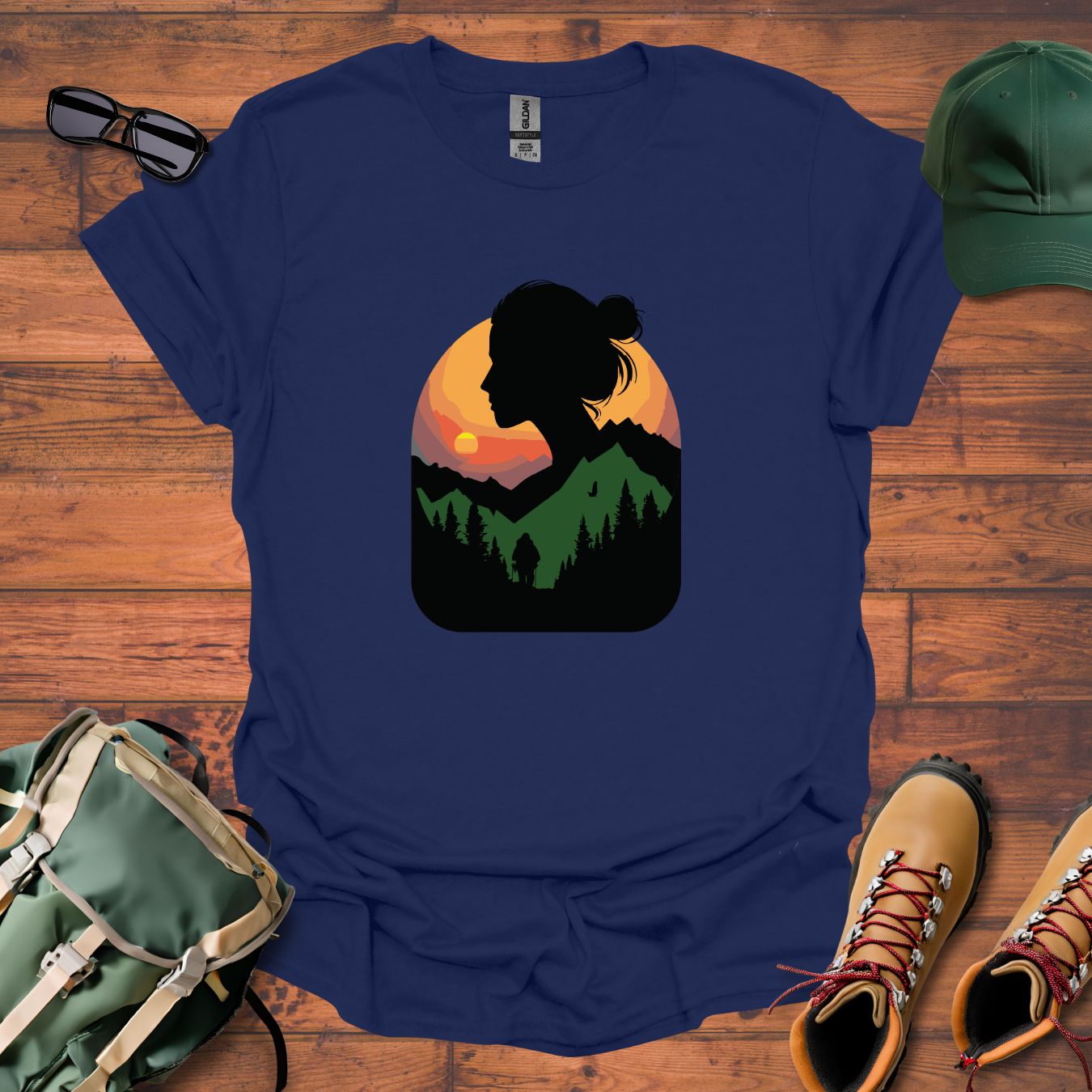Hiker Woman Sun Tee - Unisex Softstyle T-Shirt