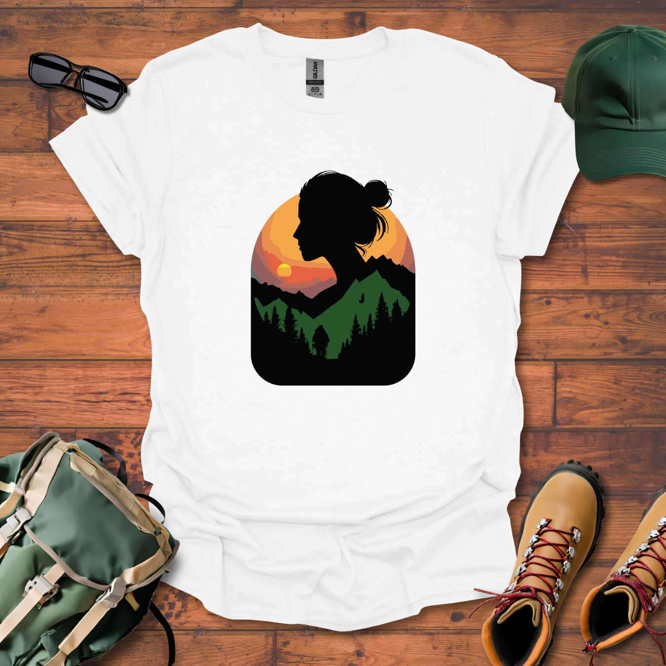 Hiker Woman Sun Tee - Unisex Softstyle T-Shirt