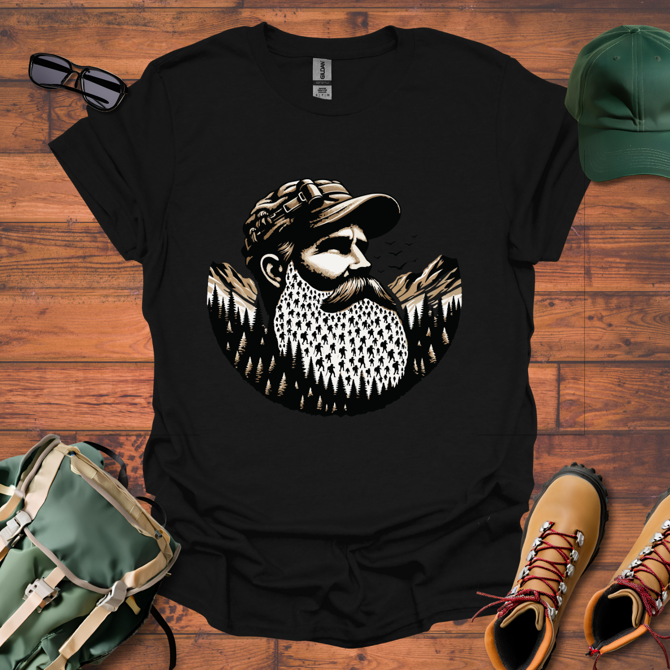 Hiker Man Beard People Tee - Unisex Softstyle T-Shirt