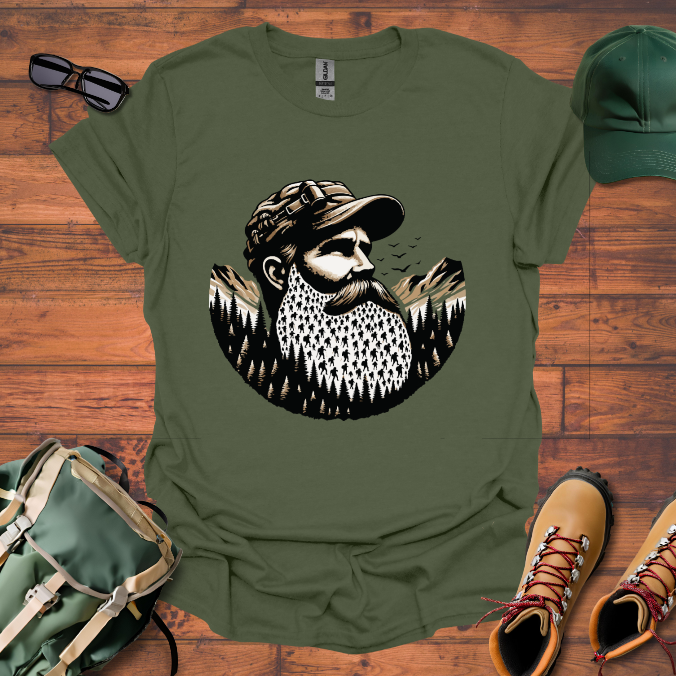Hiker Man Beard People Tee - Unisex Softstyle T-Shirt