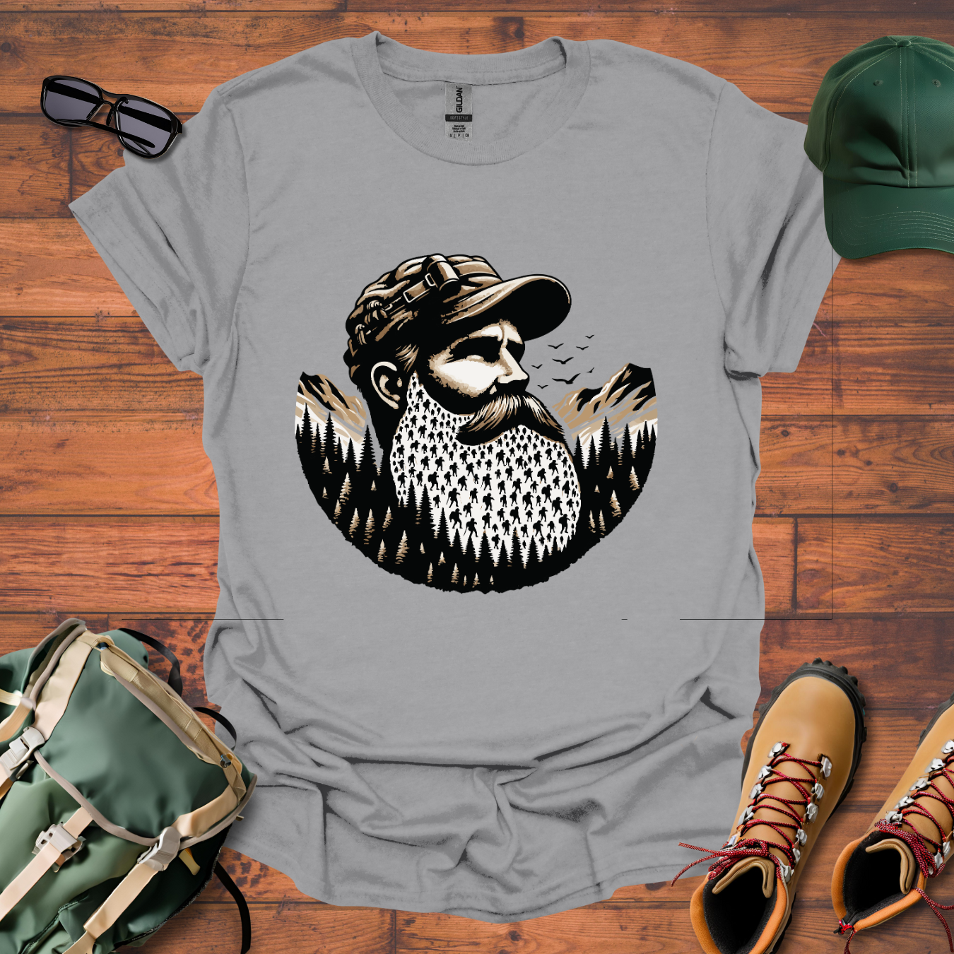 Hiker Man Beard People Tee - Unisex Softstyle T-Shirt