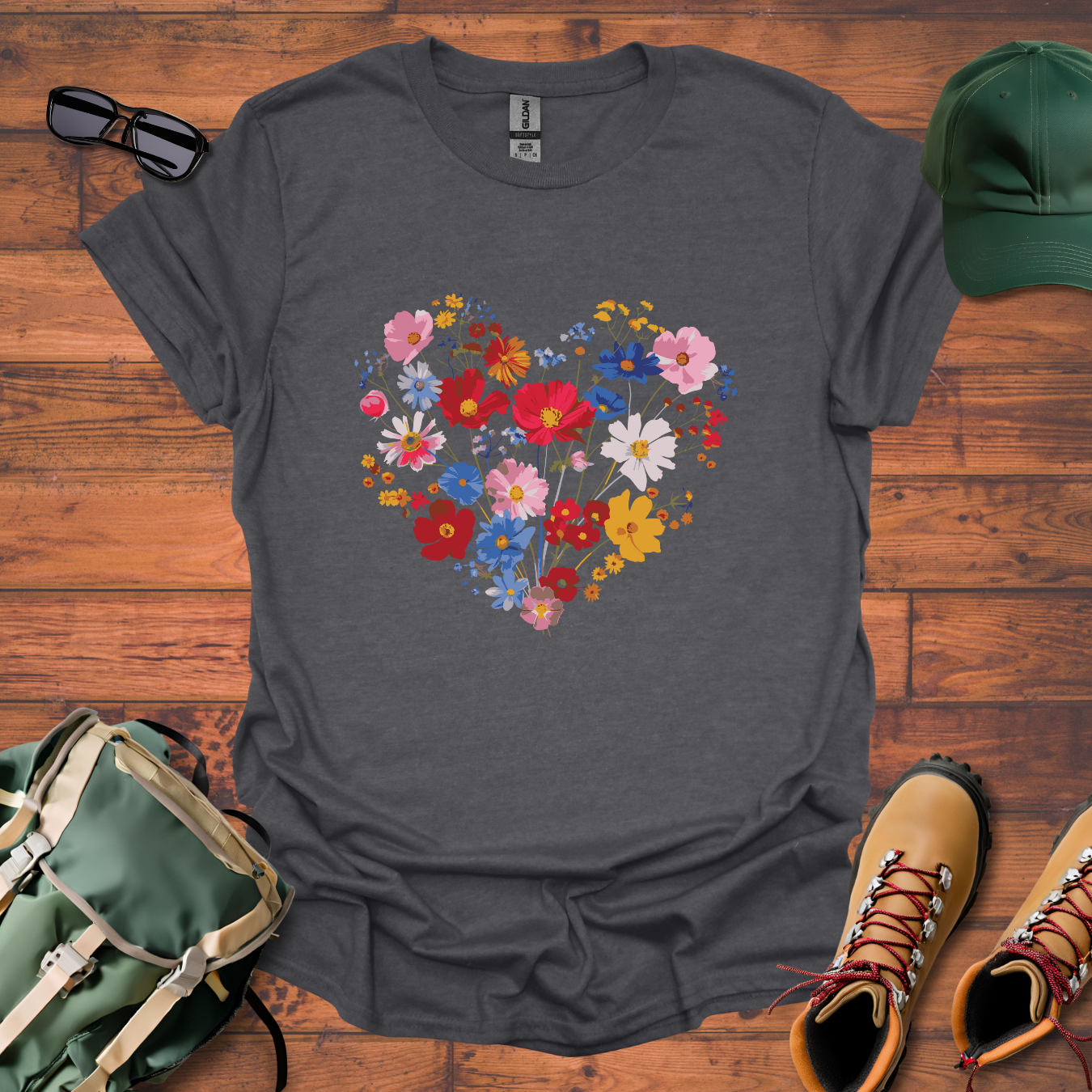 Flower Heart Tee - Unisex Softstyle T-Shirt