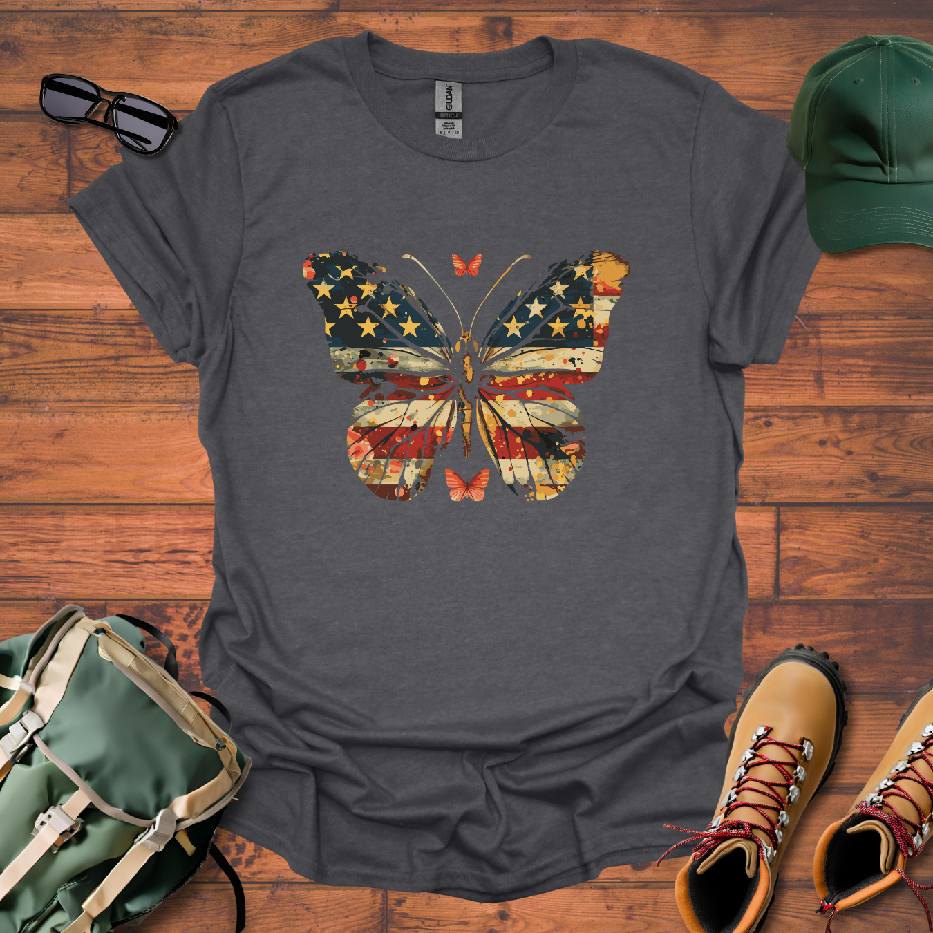 Butterfly American Flag Tee - Unisex Softstyle T-Shirt