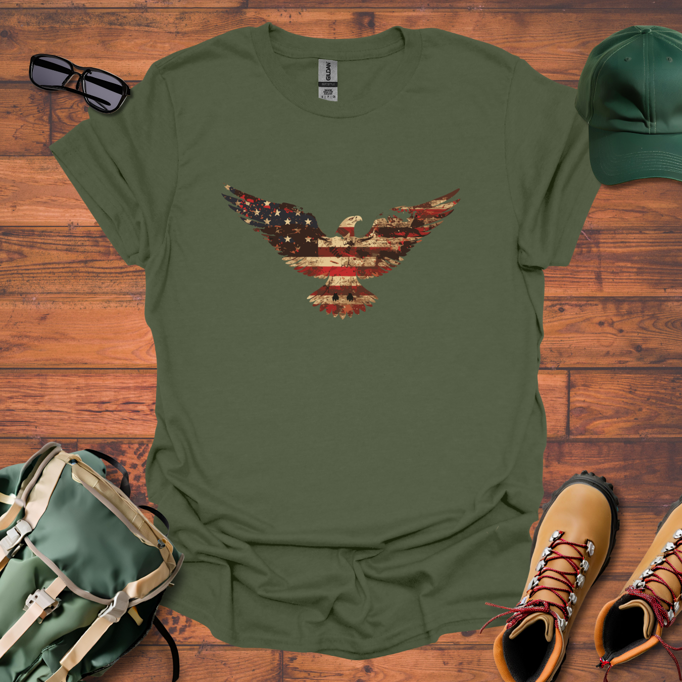 Eagle American Flag Tee - Unisex Softstyle T-Shirt