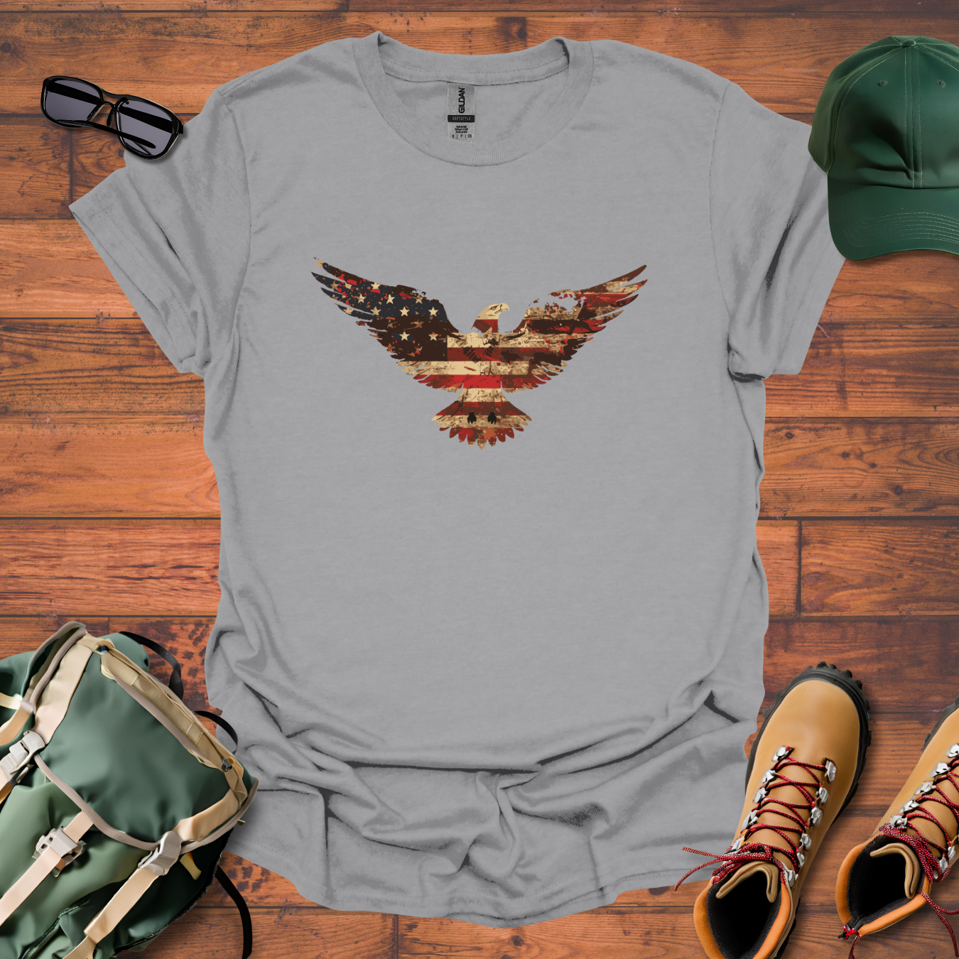 Eagle American Flag Tee - Unisex Softstyle T-Shirt