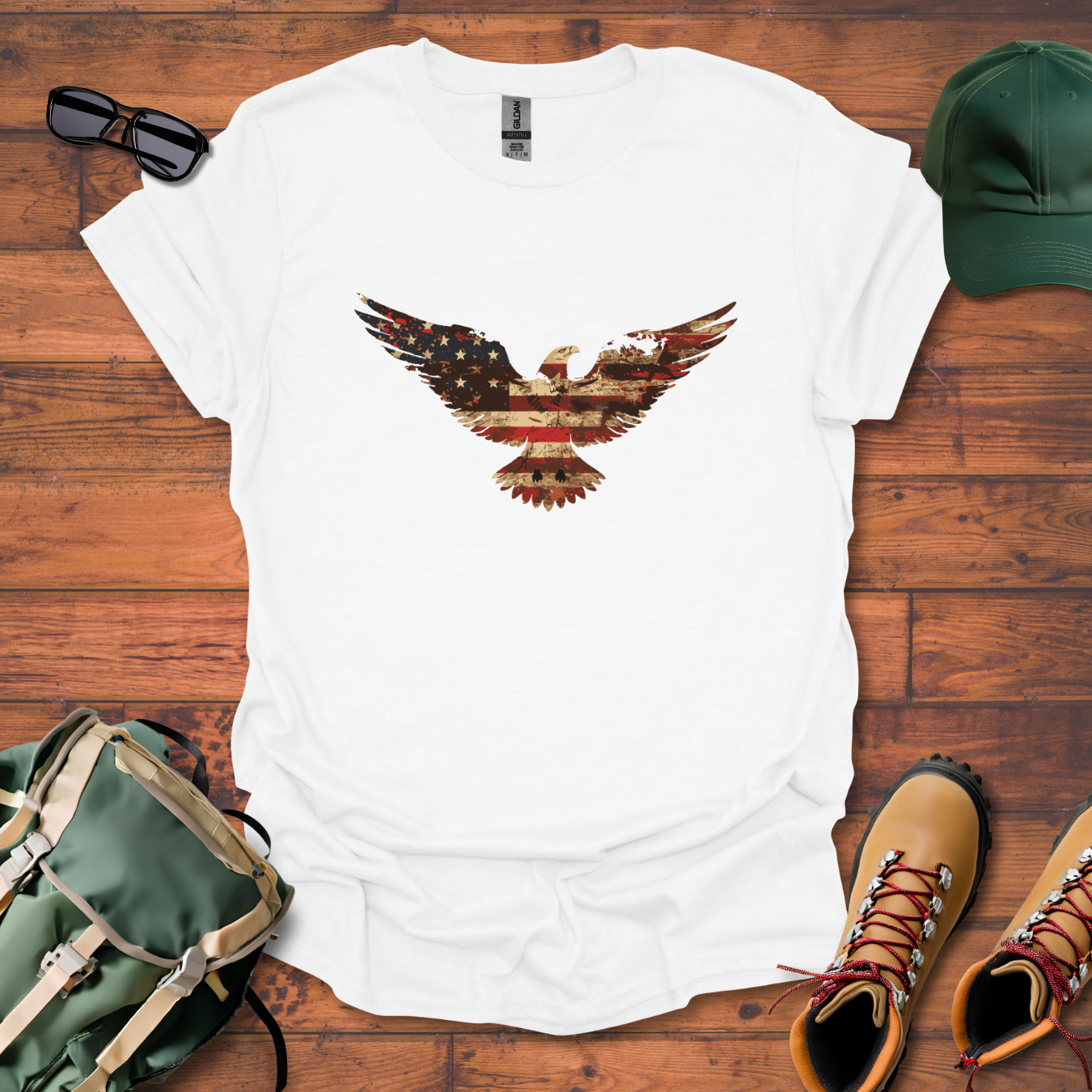 Eagle American Flag Tee - Unisex Softstyle T-Shirt
