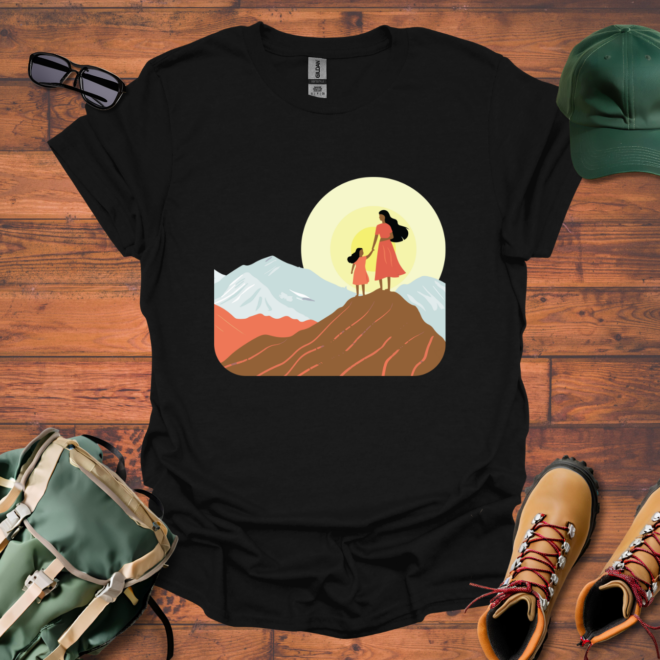 Woman Daughter Mountains 2 Tee - Unisex Softstyle T-Shirt
