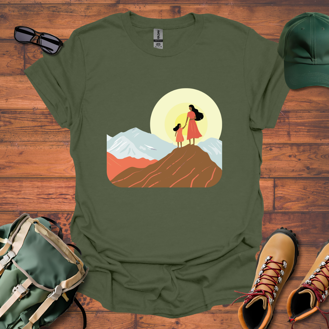 Woman Daughter Mountains 2 Tee - Unisex Softstyle T-Shirt