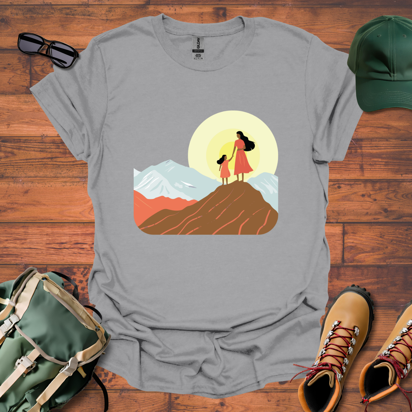 Woman Daughter Mountains 2 Tee - Unisex Softstyle T-Shirt