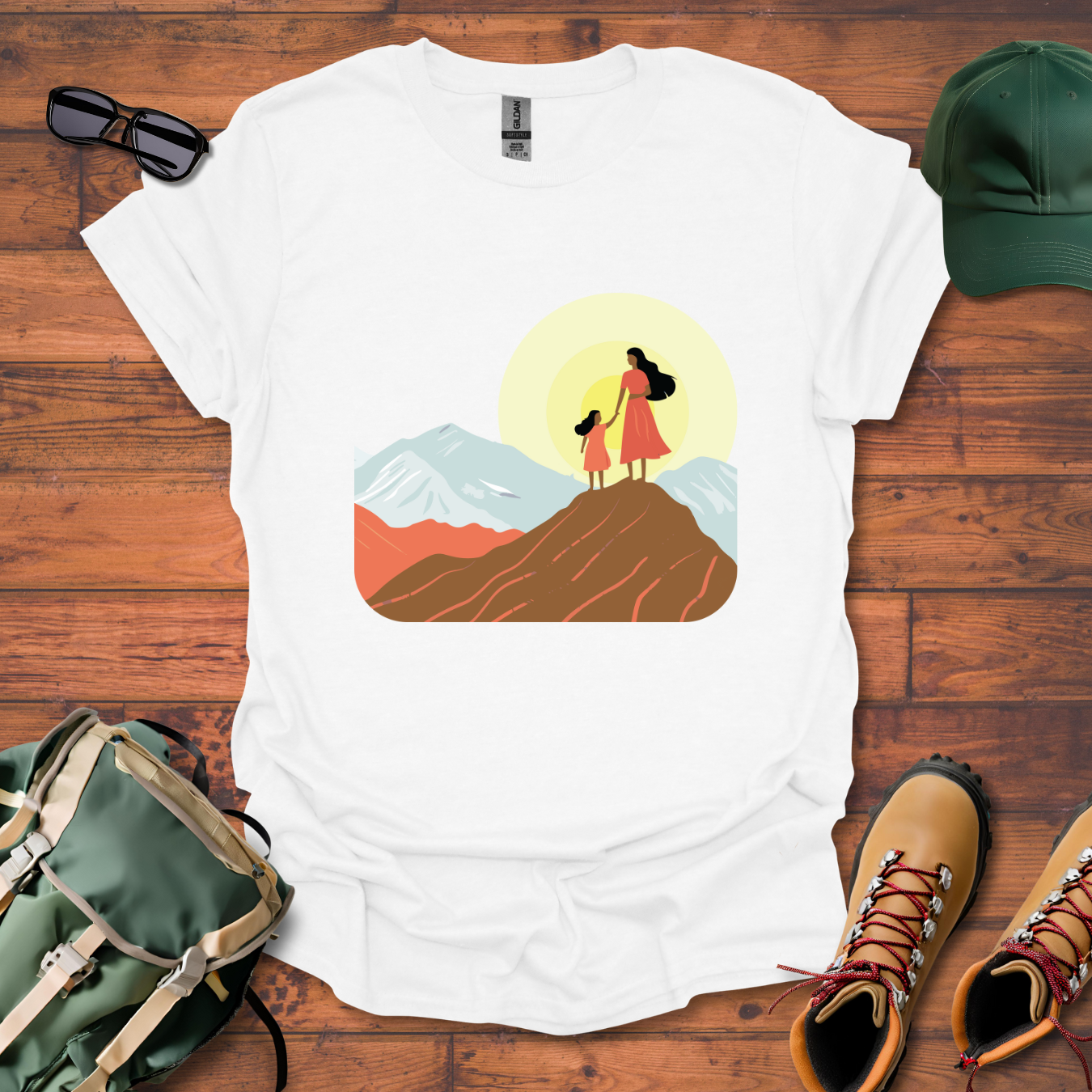 Woman Daughter Mountains 2 Tee - Unisex Softstyle T-Shirt