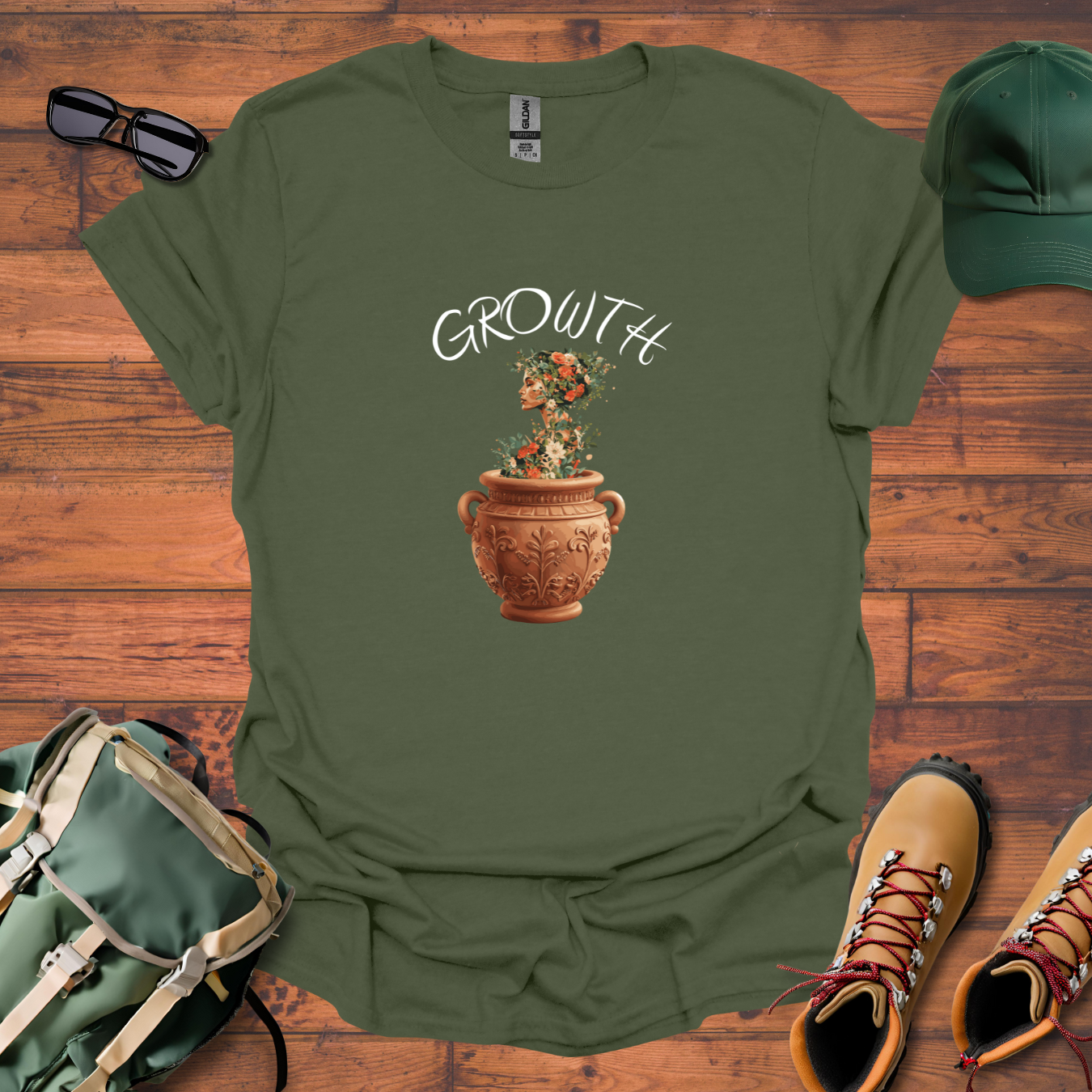 Woman Plant Vase Tee - Unisex Softstyle T-Shirt