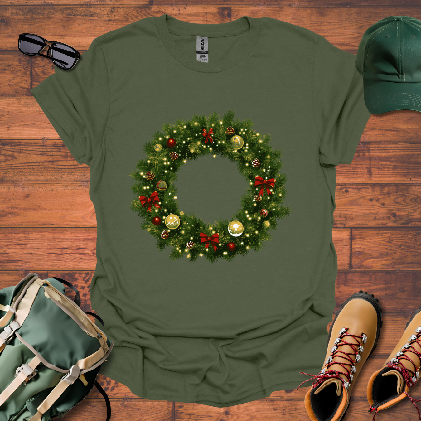 Christmas Wreath Tee - Unisex Softstyle T-Shirt