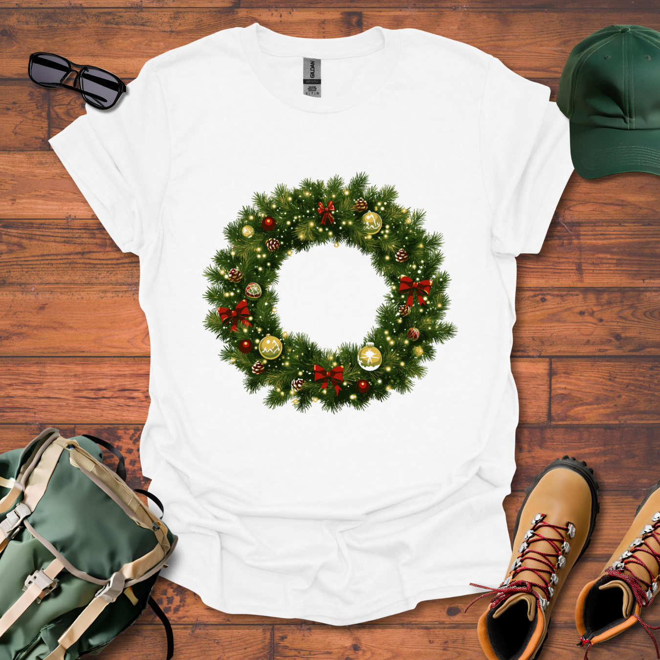 Christmas Wreath Tee - Unisex Softstyle T-Shirt