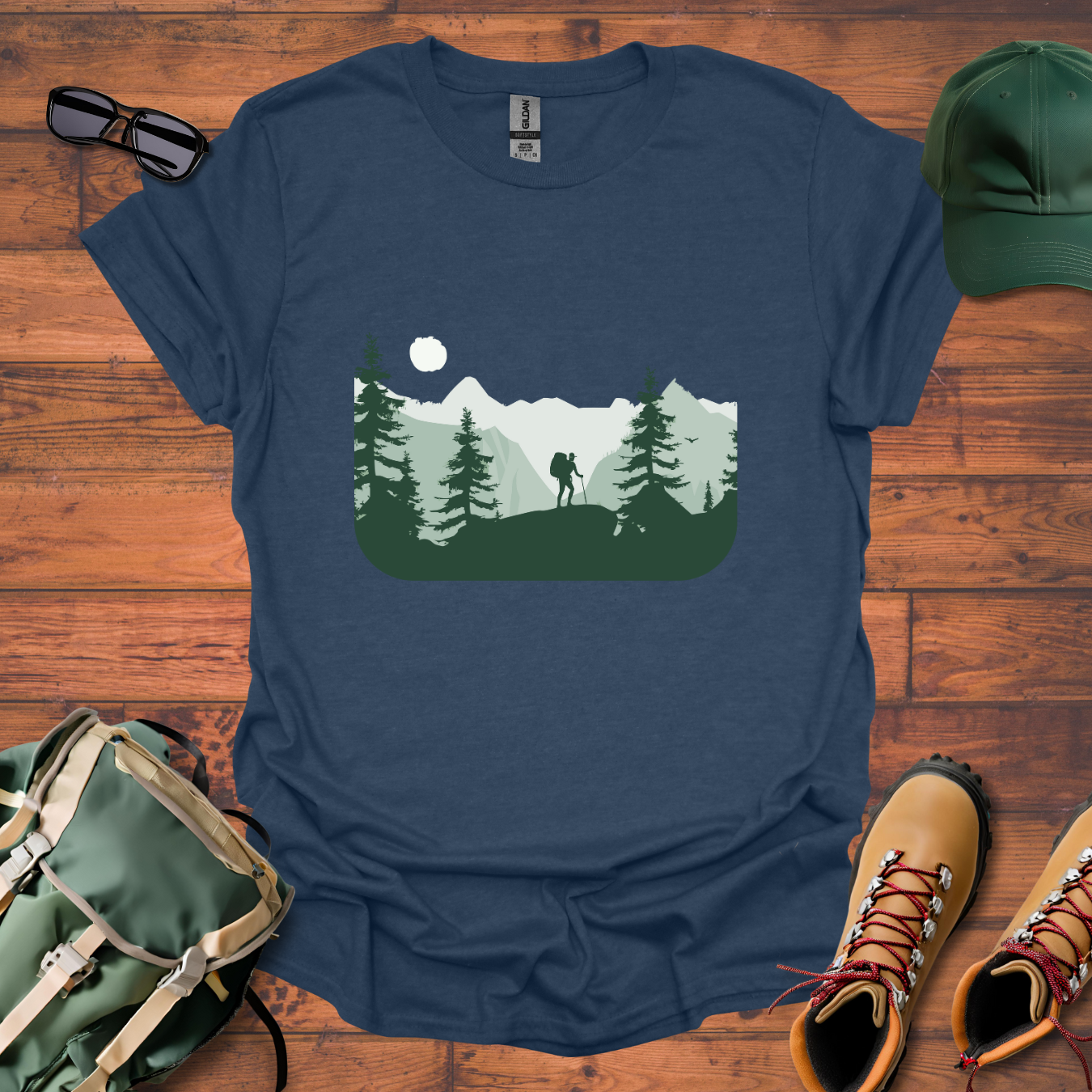 Man Hiking Mountains Tee - Unisex Softstyle T-Shirt
