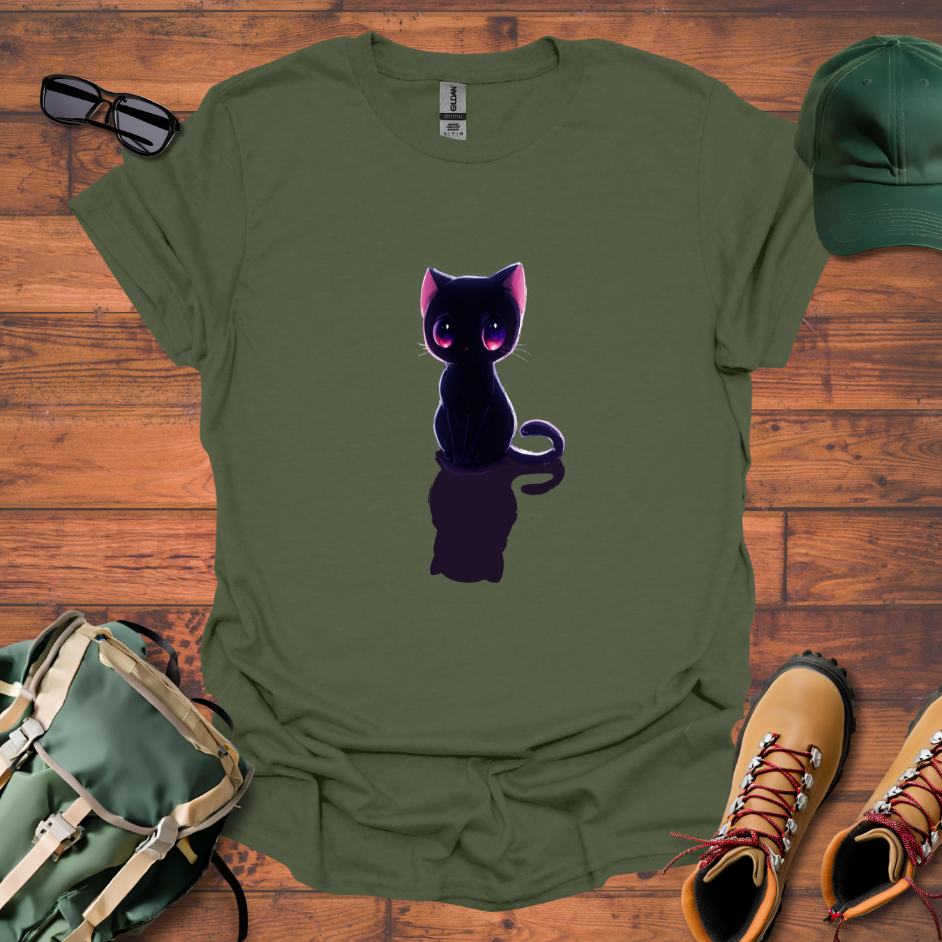 Cat Black Tee - Unisex Softstyle T-Shirt