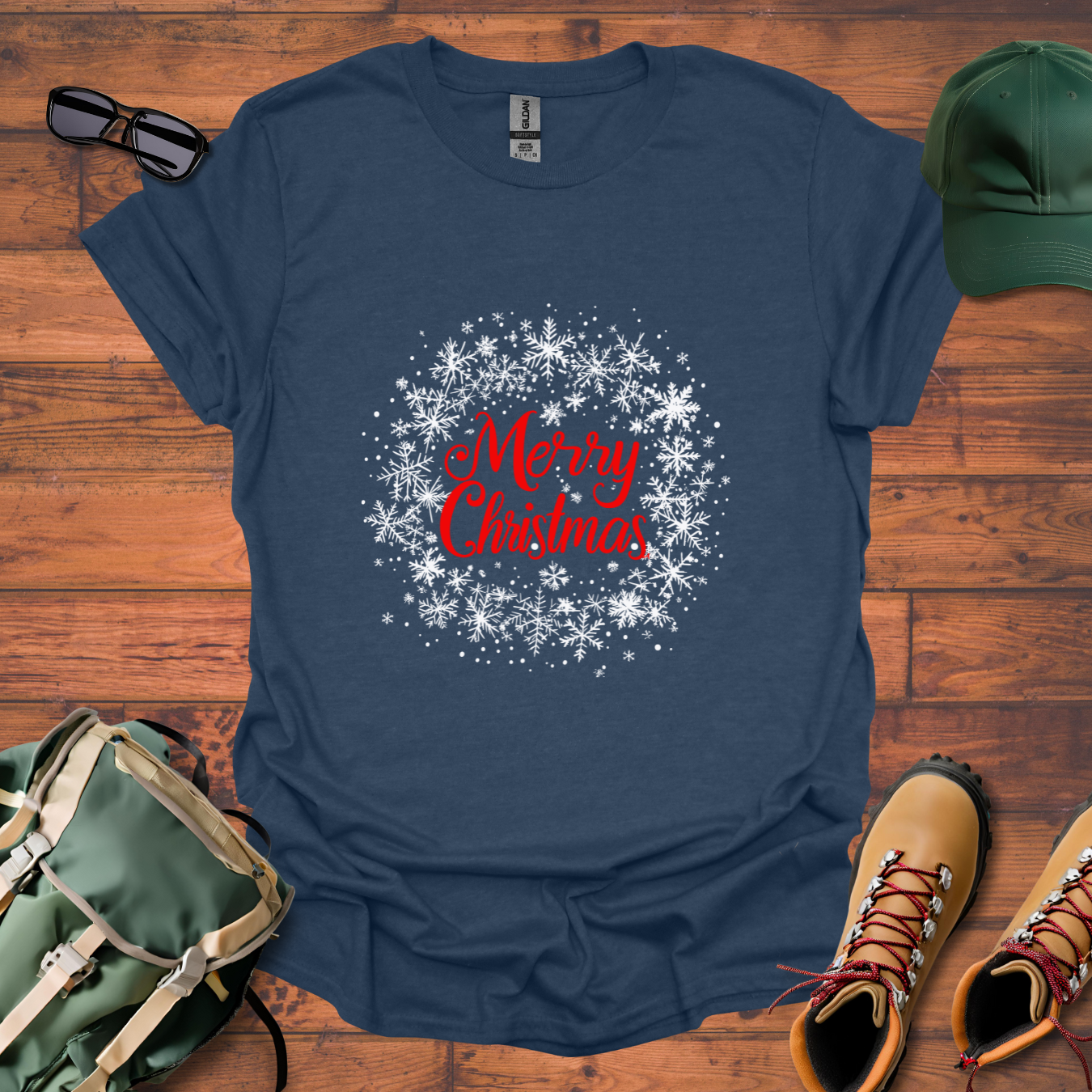 Merry Christmas Snowflakes Tee - Unisex Softstyle T-Shirt