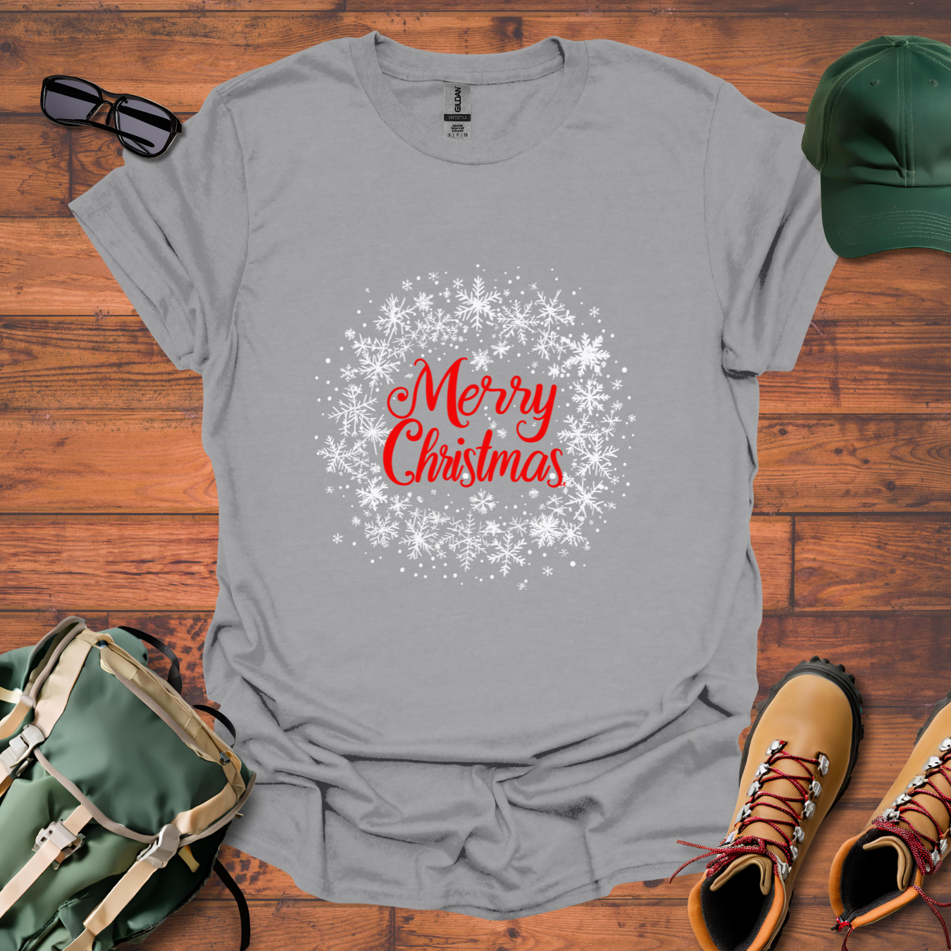 Merry Christmas Snowflakes Tee - Unisex Softstyle T-Shirt