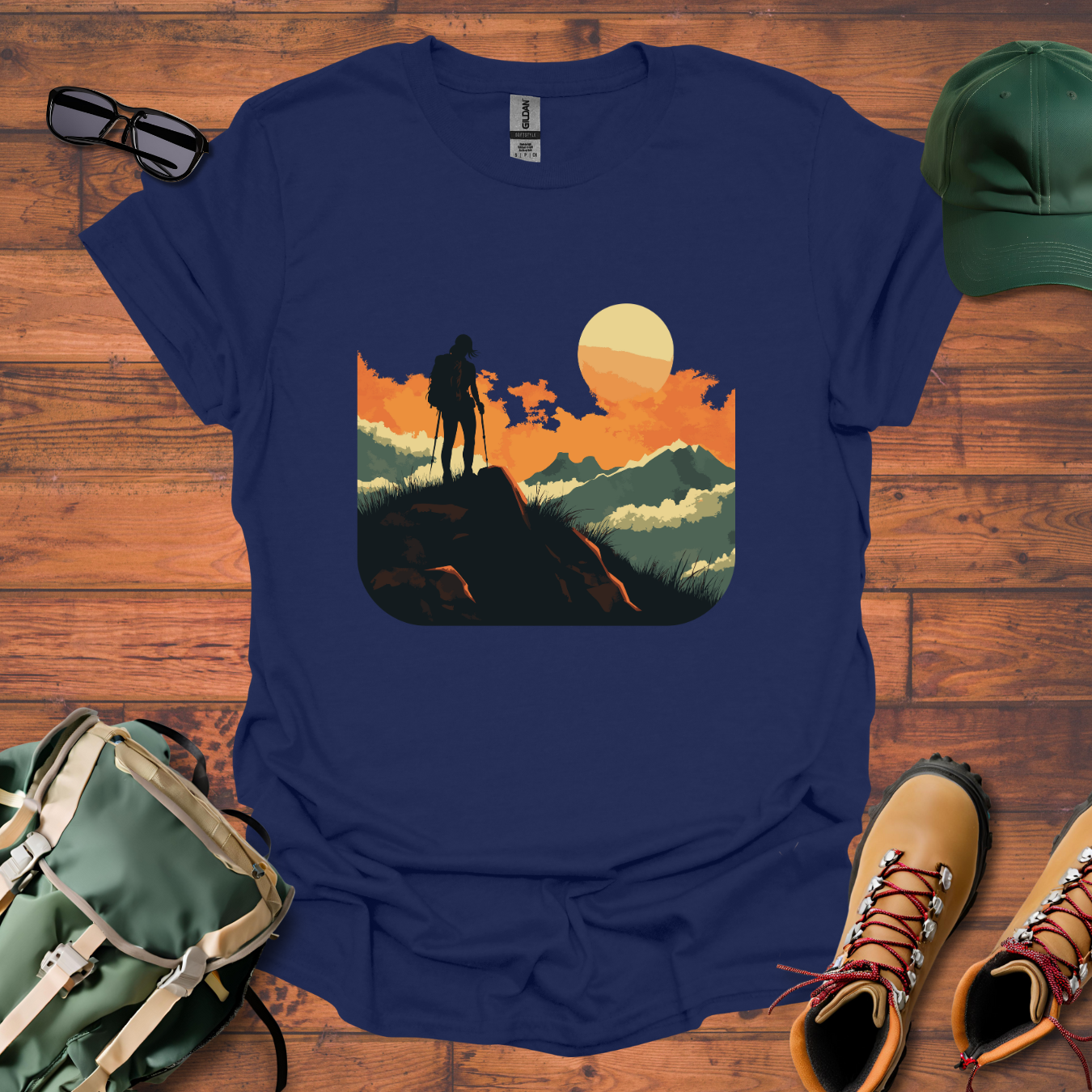 Woman Hiking Sun Tee - Unisex Softstyle T-Shirt