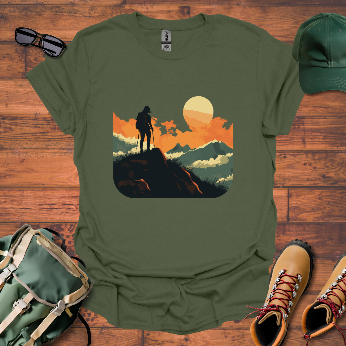 Woman Hiking Sun Tee - Unisex Softstyle T-Shirt