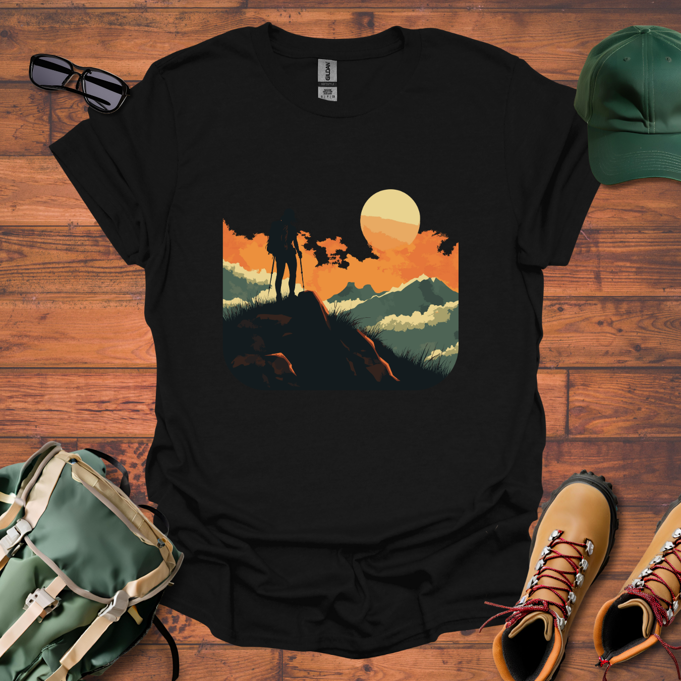 Woman Hiking Sun Tee - Unisex Softstyle T-Shirt