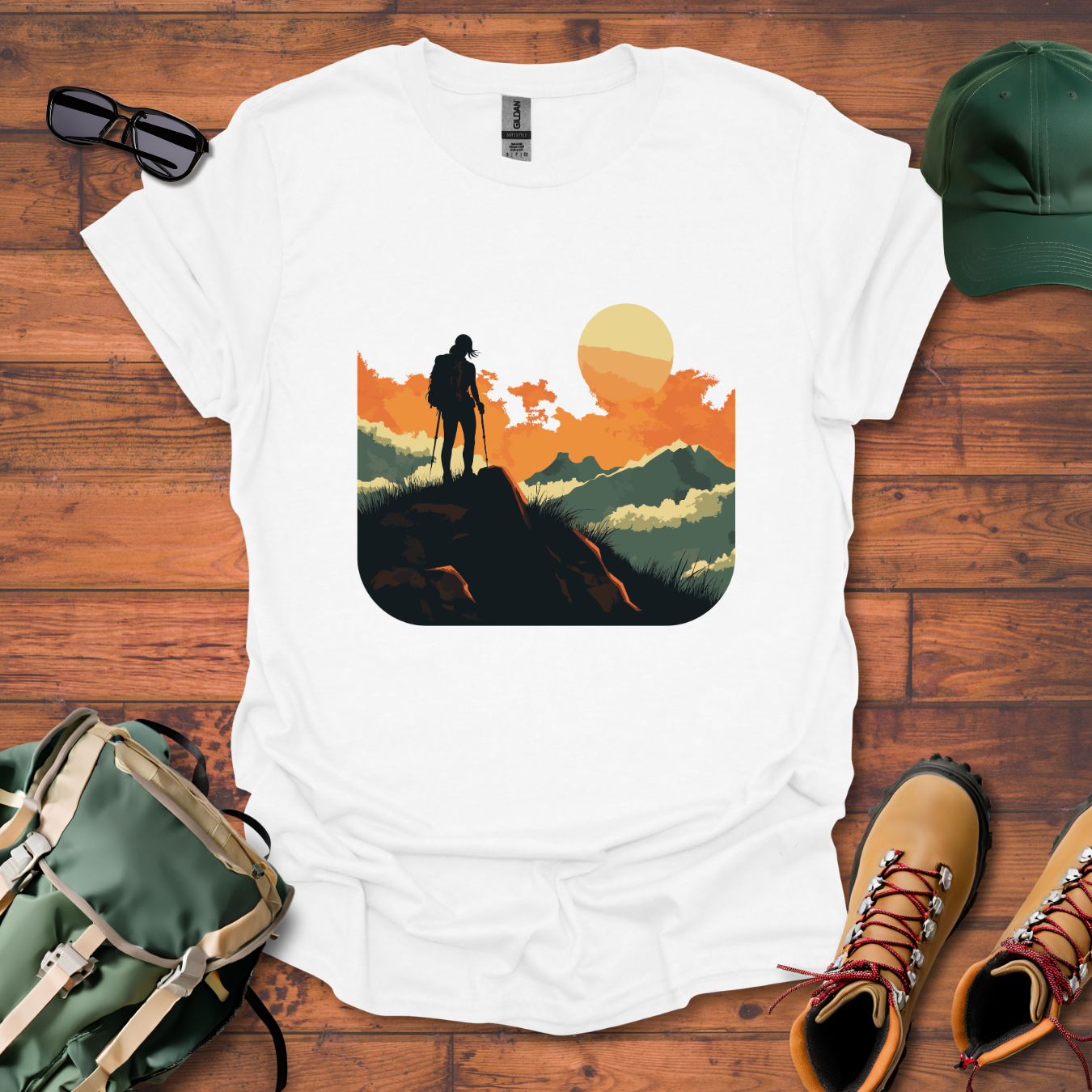 Woman Hiking Sun Tee - Unisex Softstyle T-Shirt
