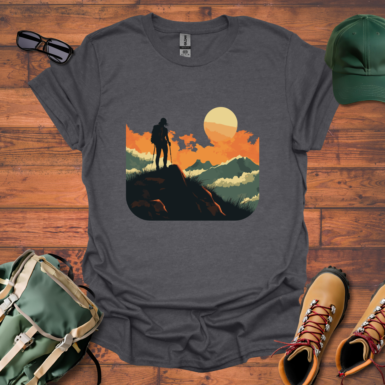 Woman Hiking Sun Tee - Unisex Softstyle T-Shirt
