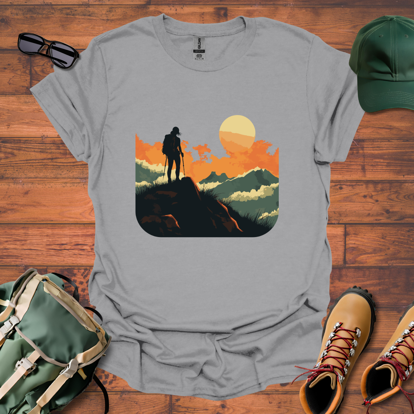 Woman Hiking Sun Tee - Unisex Softstyle T-Shirt