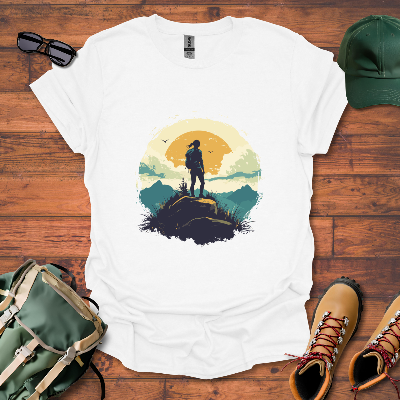 Woman Hiking Sun 2 Tee - Unisex Softstyle T-Shirt