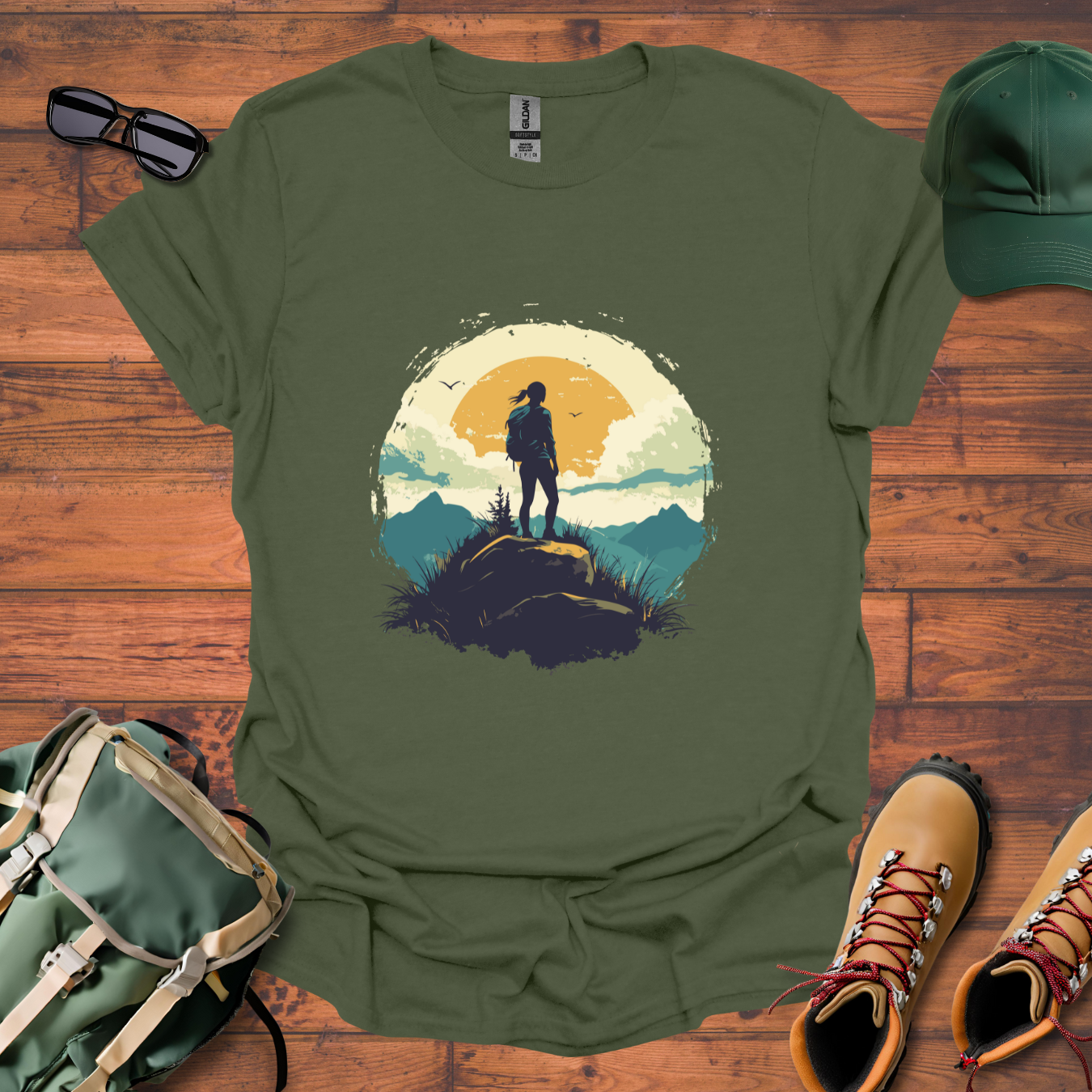 Woman Hiking Sun 2 Tee - Unisex Softstyle T-Shirt