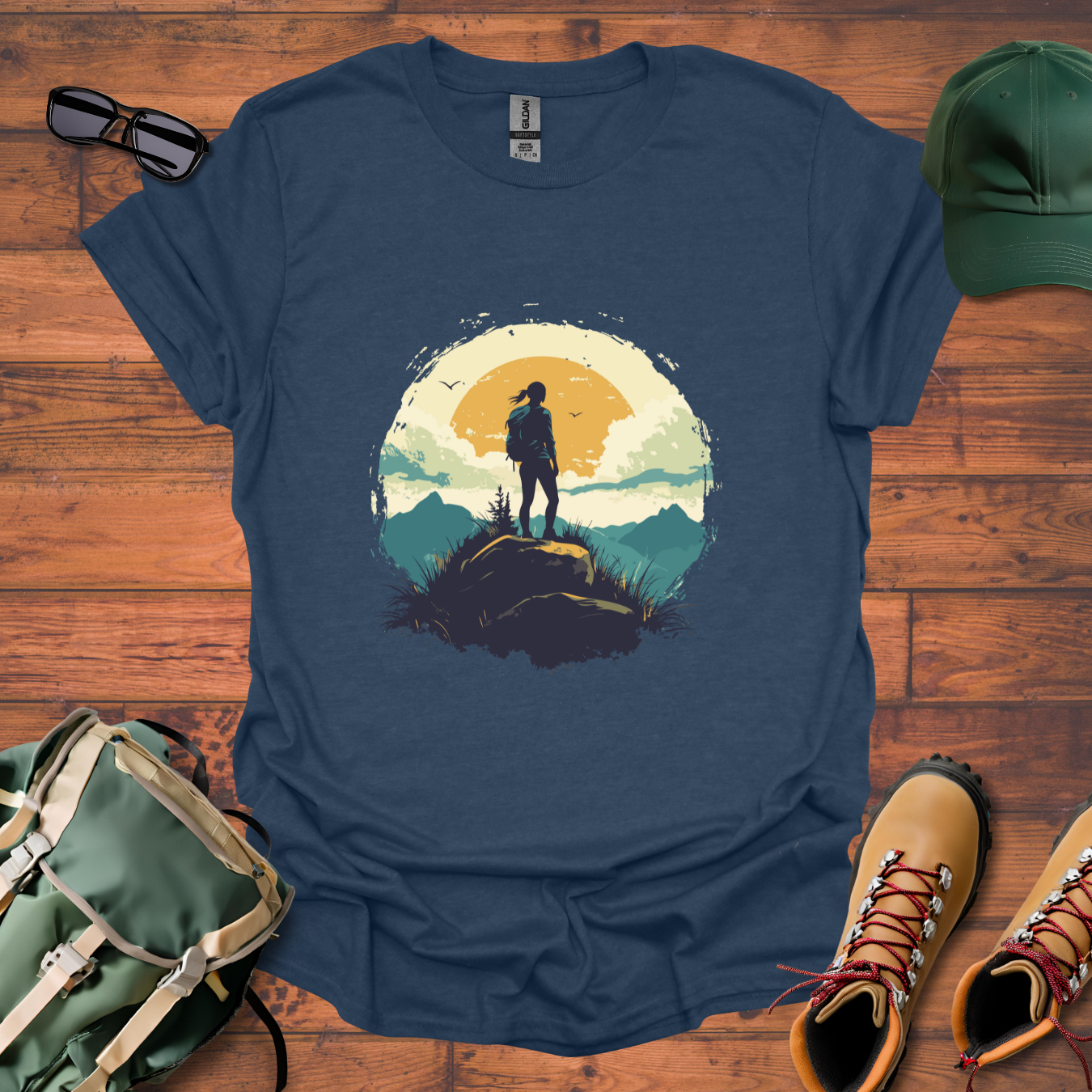 Woman Hiking Sun 2 Tee - Unisex Softstyle T-Shirt