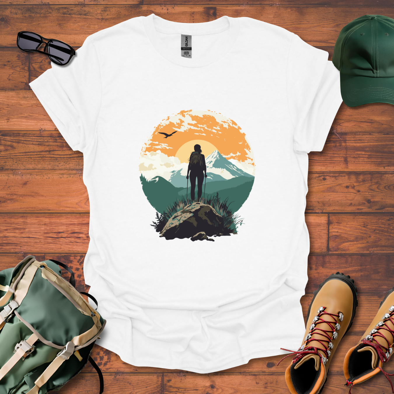 Woman Hiking Sun 3 Tee - Unisex Softstyle T-Shirt