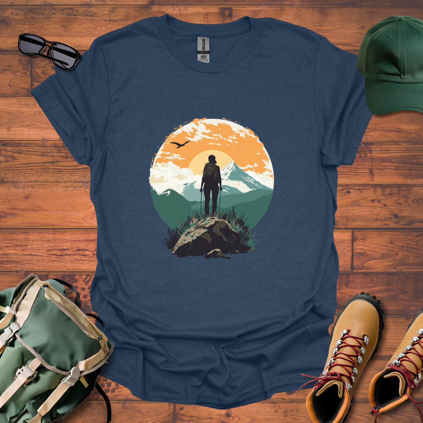 Woman Hiking Sun 3 Tee - Unisex Softstyle T-Shirt
