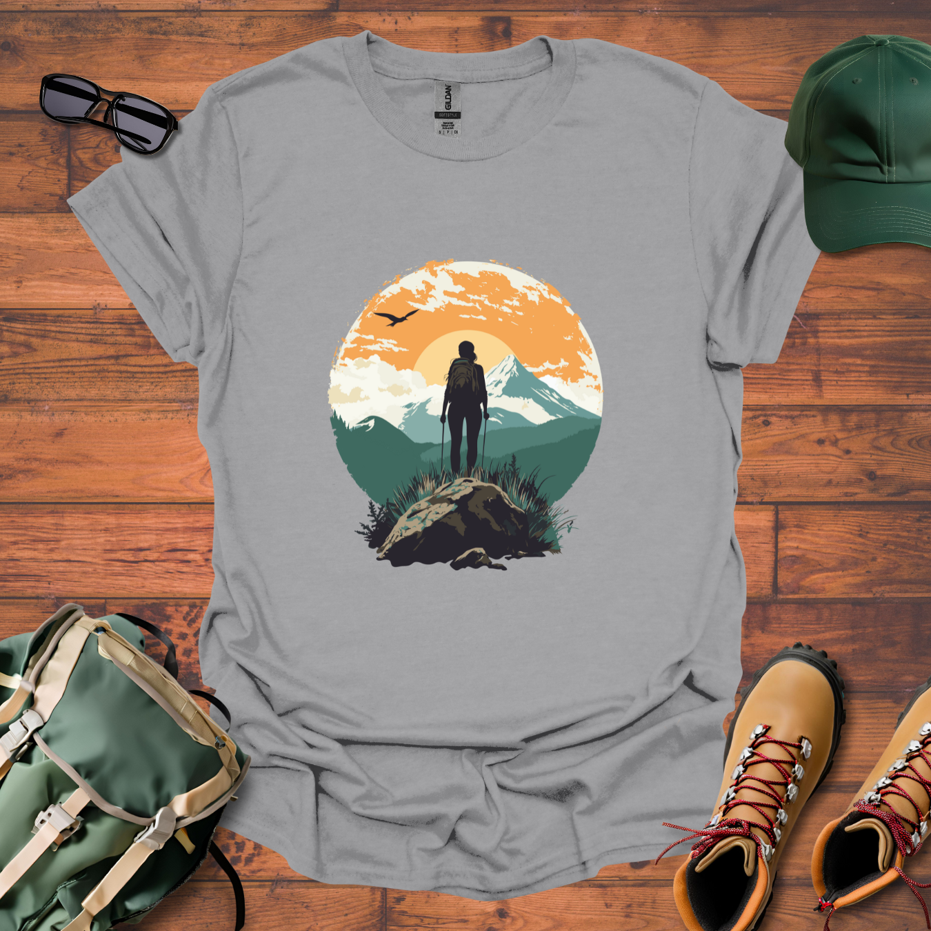 Woman Hiking Sun 3 Tee - Unisex Softstyle T-Shirt