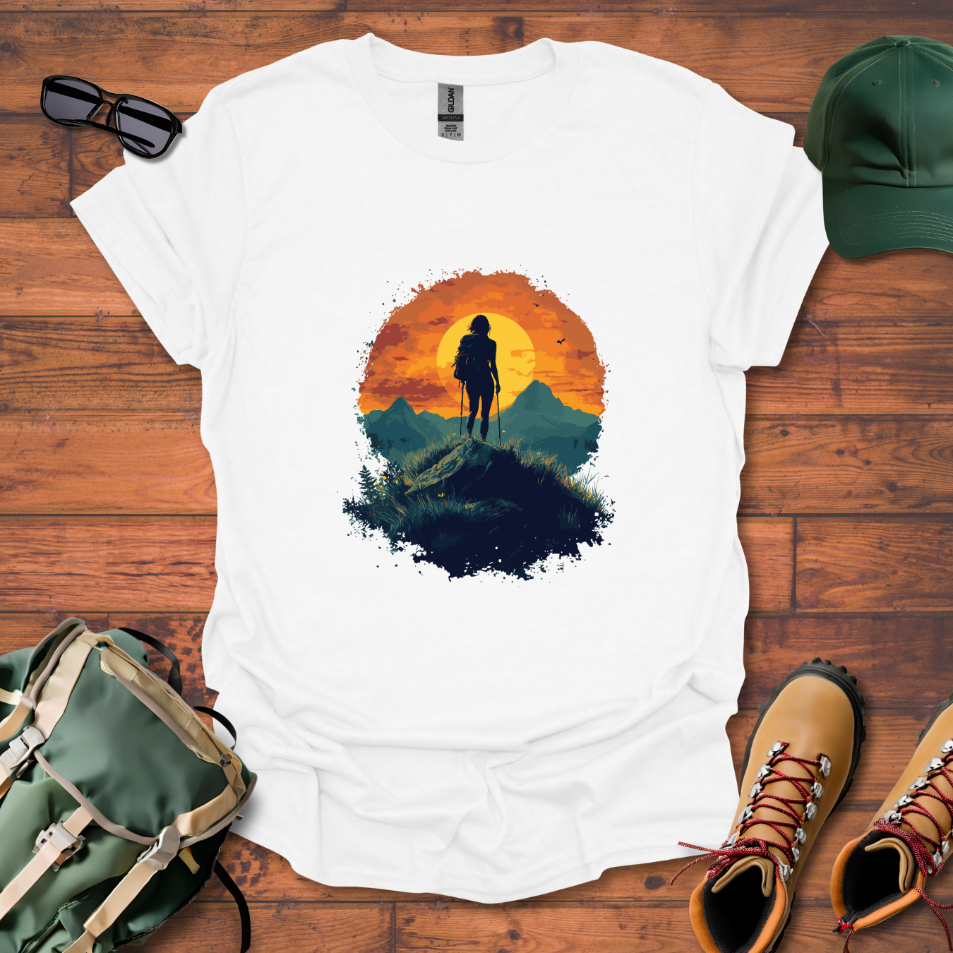 Woman Hiking Sun 4 Tee - Unisex Softstyle T-Shirt