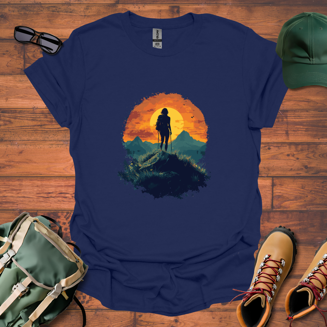 Woman Hiking Sun 4 Tee - Unisex Softstyle T-Shirt